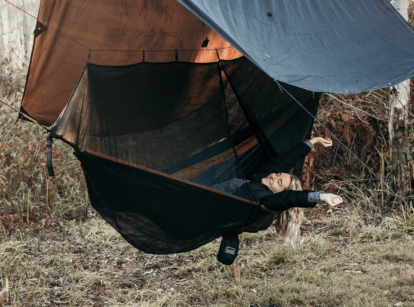 Nakie's complete hammock camping set up.