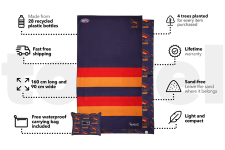 Adelaide Crows - AFL Recycled Sand Free Beach Towel