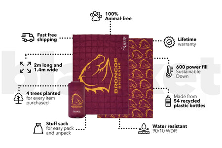 Broncos - NRL Sustainable Down Puffy Blanket