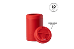 Red insulated coffee cup with matching lid, showing cylindrical container and detachable top with spill-proof design preview #1