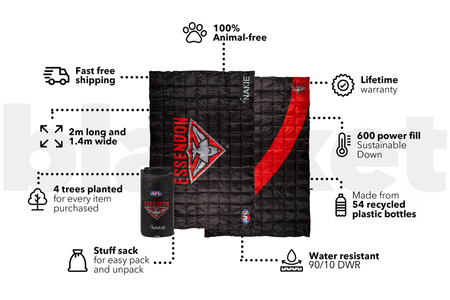 Essendon Bombers - AFL Sustainable Down Puffy Blanket