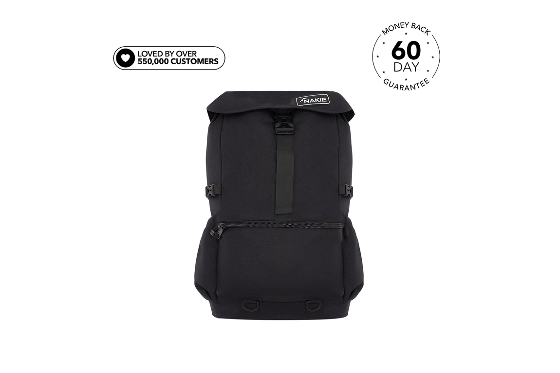 Midnight Black Travel Backpack | Carry On, Work Bag & Daypack