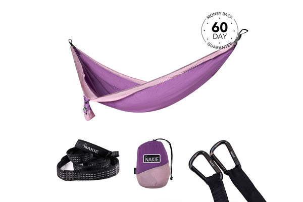 Mulberry purple recycled nylon hammock with light pink accents