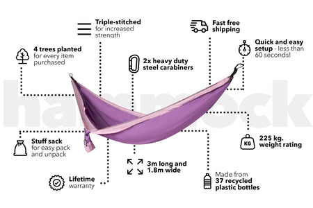 Mulberry Purple - Recycled Hammock with Straps