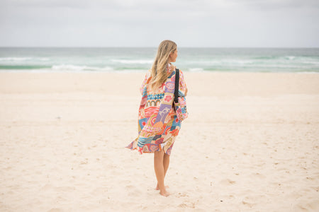 Retro Shores Hooded Beach Towel | Quick Dry Recycled Poncho