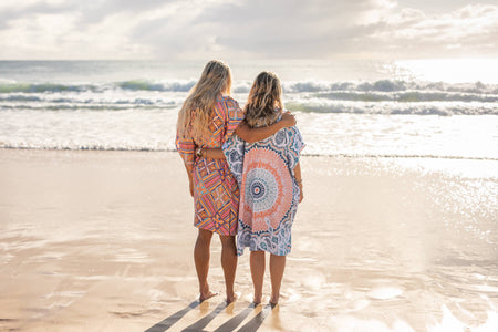 Rosy Tides Hooded Beach Towel | Quick Dry Recycled Poncho
