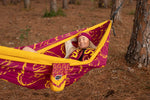 Woman in Broncos gear lying in Broncos eco-friendly hammock preview #4