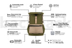 Olive Green - Recycled Travel Backpack preview #3