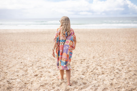 Retro Shores Hooded Beach Towel | Quick Dry Recycled Poncho