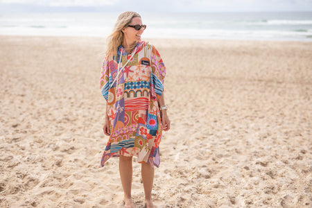 Retro Shores Hooded Beach Towel | Quick Dry Recycled Poncho