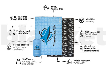 Sharks - NRL Sustainable Down Puffy Blanket