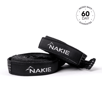 Studio shot showcasing Nakie's hammock straps, emphasizing their durable and easy-to-use design for secure and convenient suspension during outdoor relaxation
