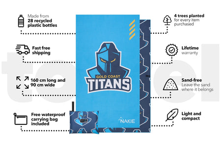 Titans - NRL Recycled Sand Free Beach Towel