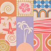 Retro Shores - Sustainable Down Puffy Blanket swatch 1.0