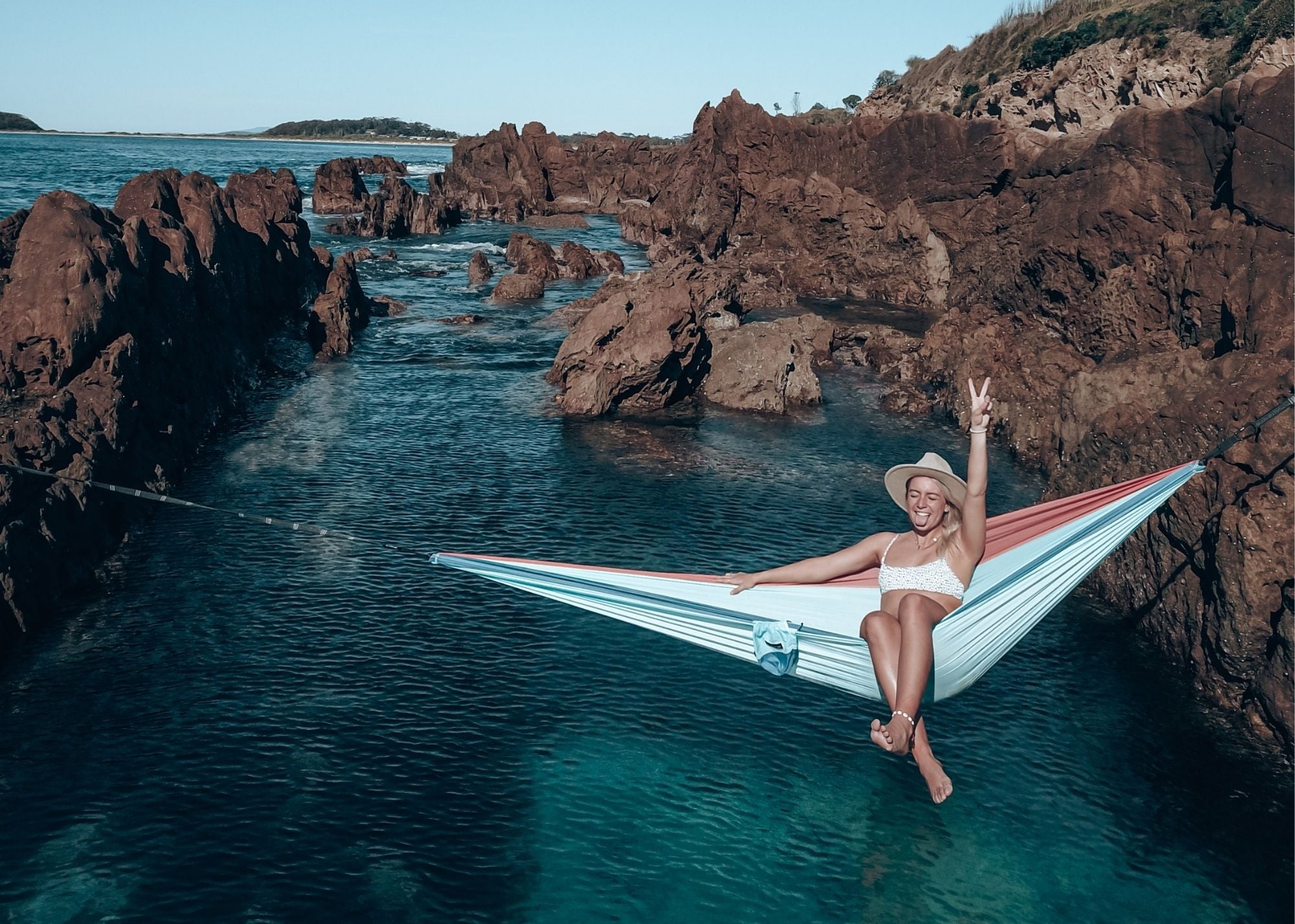 Sky Blue - Recycled Hammock with Straps